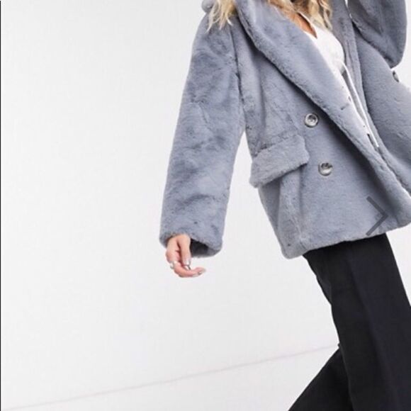 𝅺free People KateFaux Fur Coat In Cloudy Day - Picture 12 of 16
